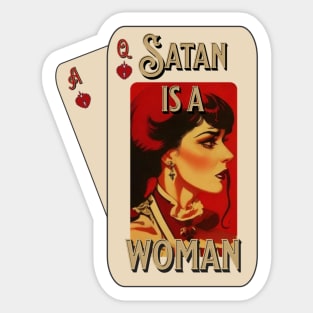 Satan is a women playing cards Sticker